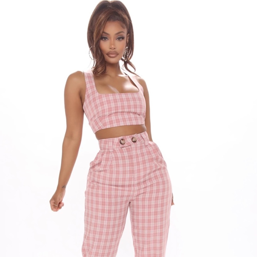 Always Missing You Plaid Pant Set